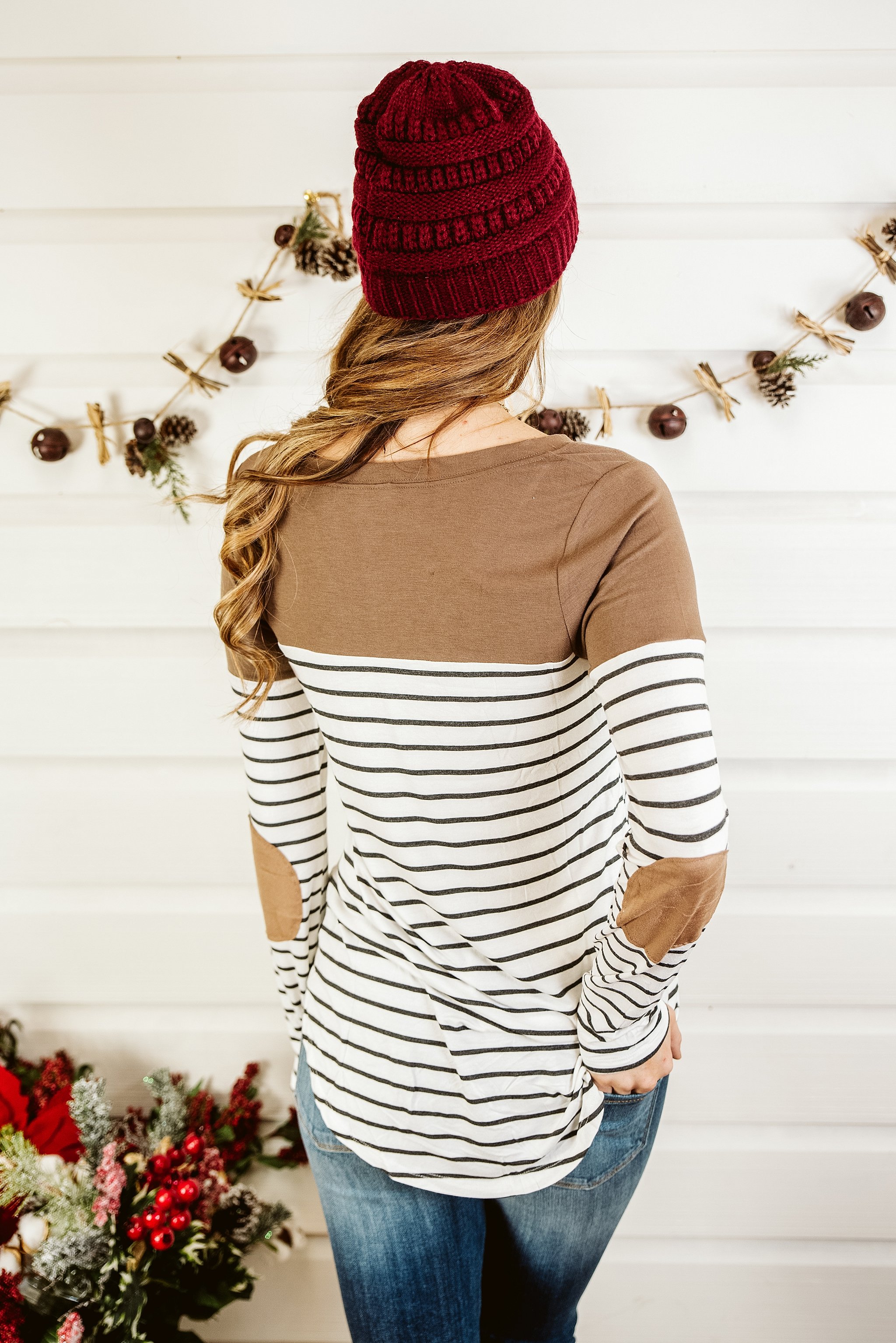 Striped Long Sleeve Breastfeeding Top